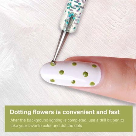 BOKYAN 5‑Piece Dual‑Ended Nail Art Dotting Pen Set – Glitter Acrylic Handle, Rhinestone Picker, Fine Detail & Flower Design Tips