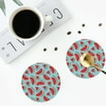thumbnail image 4 of Naloa Watermelon Leather Coasters for Drinks, Durable Drink Coasters 4 Set for Tabletop Protection, Luxurious Home Décor and Housewarming Gift ( {designName})Round Shape, 4 of 6