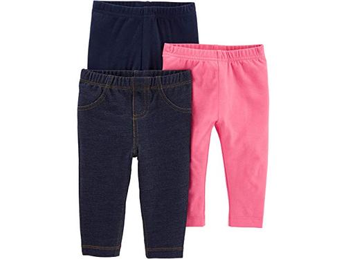 2T Navy/Pink/Denim Simple Joys by Carters Baby Girls Toddler 3-Pack Leggings