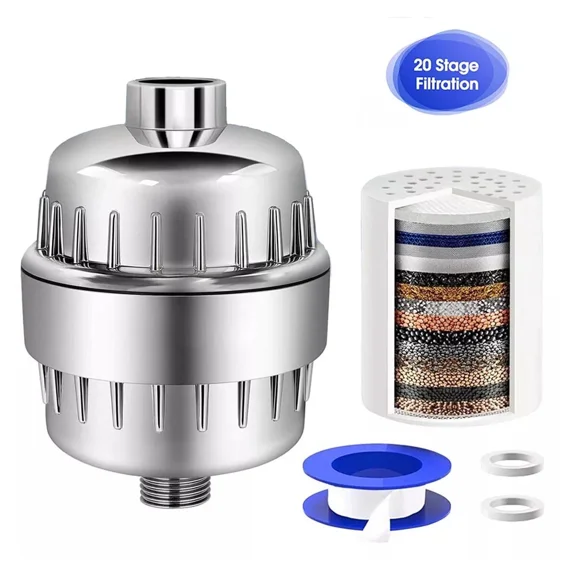 20-Stage Shower Head Filter With 1 Replaceable Filter Cartridges, For Hard Water