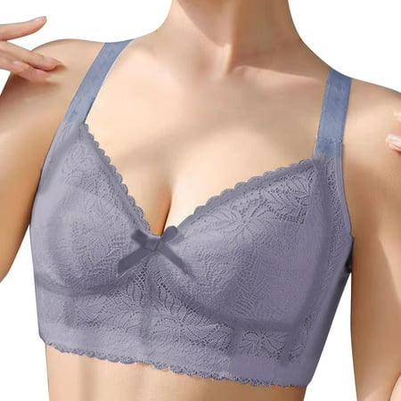 Womenâs Plus Size Underwear Push Up Thin Padded Bra Minimizing Lift Anti Sagging Side Lingerie Breathable Brassiere Blue 36/80