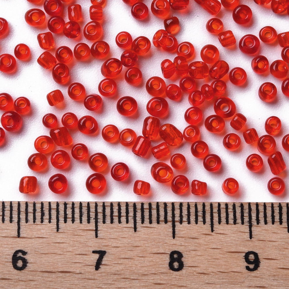 Glass Seed Beads Transparent Round Red 12/0 2mm Hole: 1mm about 30000 beads/pound