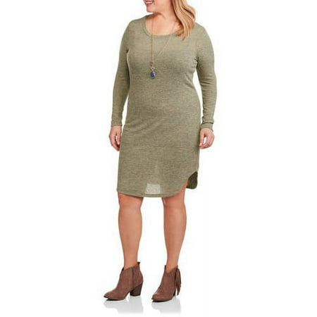 Women's Plus Scoop Neck Long Sleeve Dress
