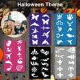 thumbnail image 4 of BUZIFU 20 PCS Face Paint Stencils Reusable Halloween Glitter Temporary Tattoo Templates Removable Tattoo Stickers Body Art Stencil Kit for Kids School Show Birthdays Halloween Christmas Party, 4 of 7