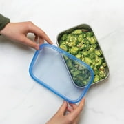 U-Konserve Stainless Steel Rectangle Food Storage Bento Box Container, Leak Proof Silicone Lid Dishwasher Safe - Plastic Free, 25oz (Clear Lid)
