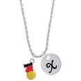 thumbnail image 1 of Delight Jewelry Silvertone I Love Water polo - Red Heart Silvertone Script Initial Disc - X - Charm Necklace, 20"+3", 1 of 1