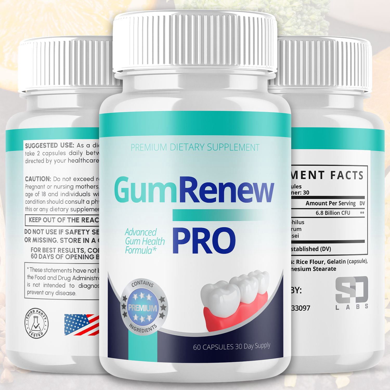 Gum Renew Pro Pills for Teeth Probiotics for Men and Women - 120 Capsules (2 Pack)