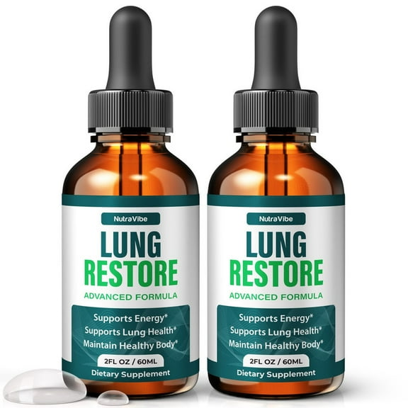 (2 Pack) Lung Restore Drops – Respiratory Support Formula for Soothing Breathing Comfort & Daily Wellness | Easy-to-Use Liquid for Everyday Use (60 Servings)