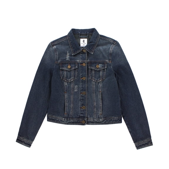 BLBD Women's Distressed Denim Jacket DARK MEDIUM