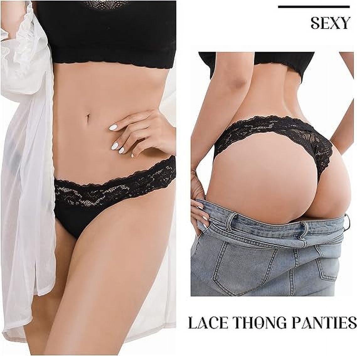 LEVAO Women Thongs Lace Underwear Tangas Sexy Low Waist Panties 6 Pack S-XL  