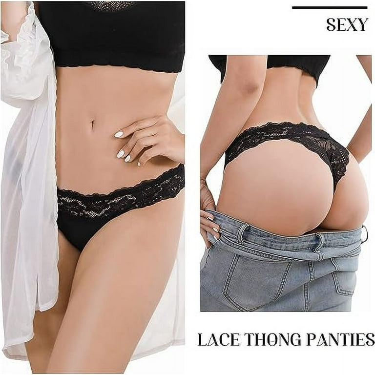 LEVAO Women Thongs Lace Underwear Panties Tangas Sexy Low Waist