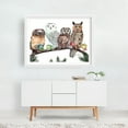 thumbnail image 3 of Tea Owls - Painting Bird Humor Nature Forest White Framed Wall Art Print 12 x 18 inches, 3 of 4