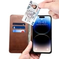 thumbnail image 3 of Case for iPhone 16 Pro, Leather Wallet Case with Kickstand RFID Blocking Credit Card Holder Magnetic Closure Shockproof Case Compatible with iPhone 16 Pro, Brown, 3 of 10