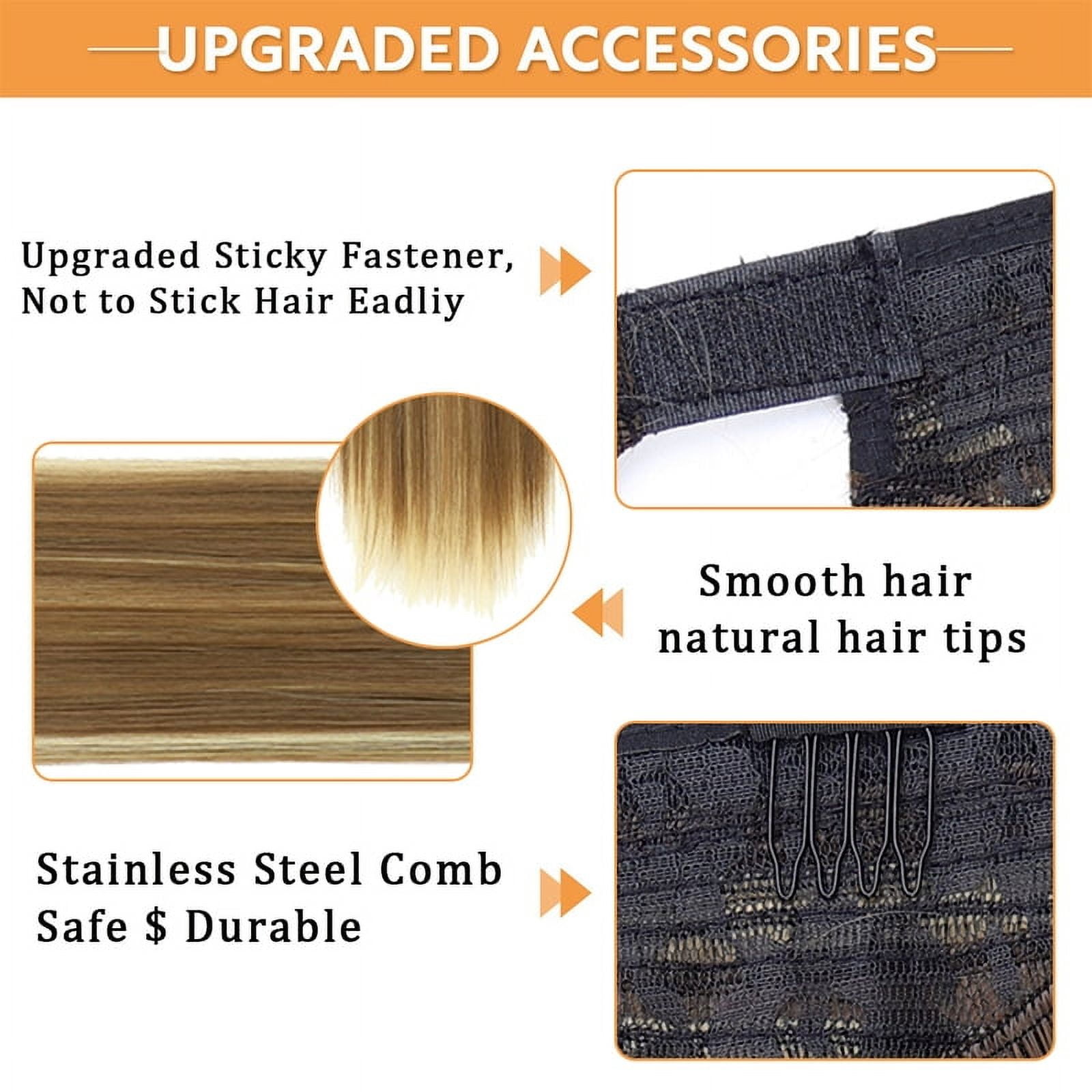 28 Inch Ponytail Extension, Long Straight Wrap Around Clip in Ponytail Hair Extensions Synthetic Soft Fake Pony Tail Hairpieces