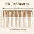 thumbnail image 2 of Plaid Lace Cafe Curtain, Polyester Cafe Curtain with Rod Pocket, Small Window Treatment for Privacy and Soft, for Farmhouse Kitchen, Laundry Area and Small, Beige, 9.84 x 8.66 x 1.18 in, 1 Piece, 2 of 10