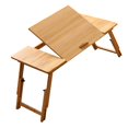 thumbnail image 1 of jifeng Foldable Table Laptop Lap Desk Rectangle Bamboo Portable Stand Adjustable Angle for Camping Balconies Computer Outdoor Picnic Light Brown Large, 1 of 9