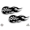 Black and White Race Car Flames - 2" Each Vinyl Stickers - For Car Laptop I-Pad Phone Helmet Hard Hat - Waterproof Decals