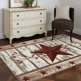 thumbnail image 3 of 2.7'x5' Area Rugs, Red Texas Star Vintage Indoor Outdoor Area Rug for Living Room Bedroom, Farmhouse Berry Grey Wooden Washable Bathroom Rugs Kitchen Floor Carpet Mats Home Decor Aesthetic, 3 of 8