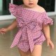 thumbnail image 3 of Ropa de bebé Verano Niñas Bow Fly Sleeve Plaid Rayas Print Mamelucos Ndcxsfigh Para estrenar, 3 of 6
