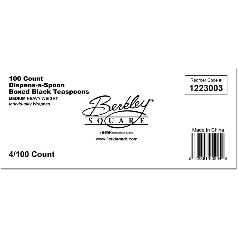 Dispens-a Spoon, Individually Wrapped, Mediumweight, Teaspoons, Black, 100/Box Dispens-a Spoon, Individually Wrapped, Mediumweight, Teaspoons, Black, 100/Box