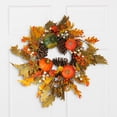 thumbnail image 6 of Northlight Fallen Leaves with Pine Cones and Pumpkins Artificial Thanksgiving Wreath, Orange 24-Inch, 6 of 6