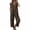 Brown, variant on Womens Linen Capri Jumpsuit Sleeveless V Neck Single Row Button Front Roll Cuff Ankle Hem Side Pockets Loose Fit Lightweight Breathable Relaxed Fit Casual One Piece Outfit