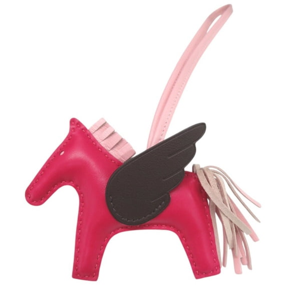 Pre-Owned Hermes Hermès Rodeo Pegasus PM Bag Charm, Lambskin, Raspberry, Z Stamp,... (Good)