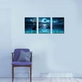 thumbnail image 4 of Canvas Wall Art Moon Sea Ocean Landscape Pictures for Living Room Wall Decoration Dathroom Decor Wall Art Paintings for Bedroom Modern Framed Artwork Canvas Prints 3 Panels Wall Art 12x16inchx3pcs, 4 of 6