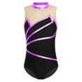 thumbnail image 3 of renvena Kids Girls Gymnastic Leotard Mock Neck Sleeveless Bodysuit Ballet Dancewear Purple 16, 3 of 7
