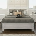 thumbnail image 2 of Queen Size Platform Bed, Solid Wood Bed Frame with Headboard for Adults, White, 2 of 5