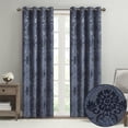 thumbnail image 4 of SunSmart Amelia Polyester Knitted Jacquard Grommet Top Curtain Panel in Navy, 4 of 15