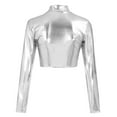 thumbnail image 3 of PENGXIANG Femmes Liquide Parti Maquette Col Roulé Sexy Crop Short Tunique Chemisier, 3 of 6