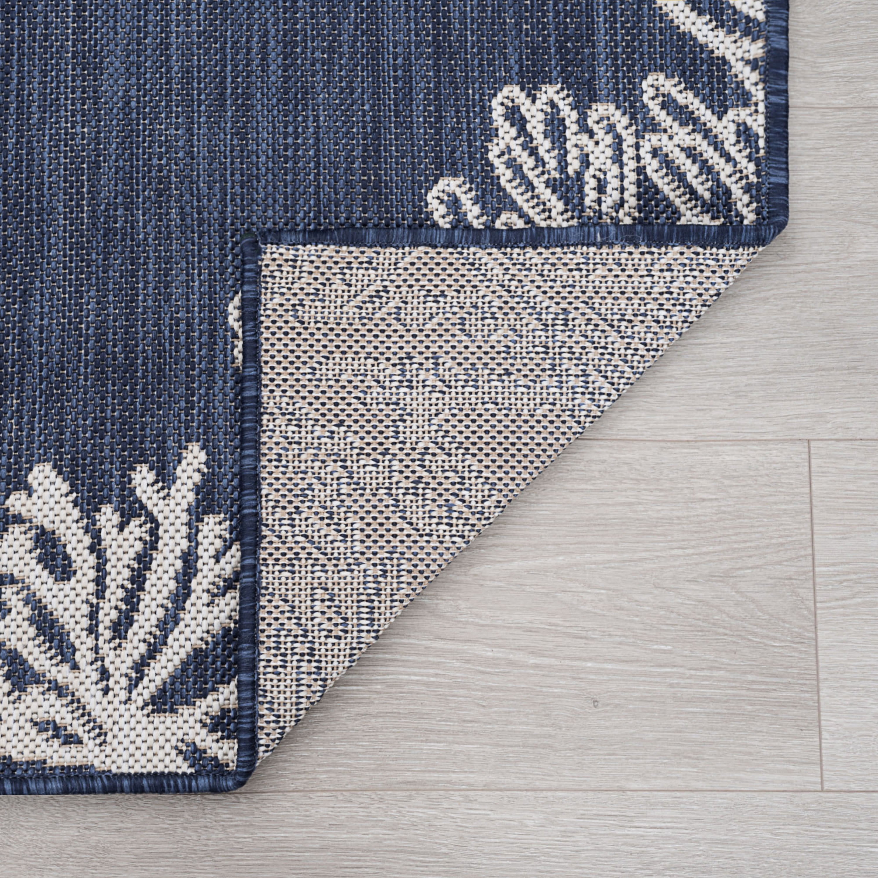 8x10 Water Resistant, Large Indoor Outdoor Rugs for Patios, Front Door Entry, Entryway, Deck, Porch, Balcony | Outside Area Rug for Patio | Navy, Coastal | Size: 7'10'' x 10'2''
