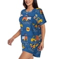 thumbnail image 2 of Fotbe Construction Vehicles Print Pajama Set for Women 2 Piece Loungewear Short Sleeve Tops and Shorts Set Soft Sleepwear-3X-Large, 2 of 7