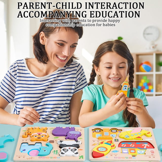 NAOJIE® Wooden Toddler Puzzles Baby Educational Learning Toys Gifts Parent-Child Interactive Toys Exercise Color Splicing Image Recognition Ability(A),Montessori Puzzles,Toddler Puzzles Ages 2-4