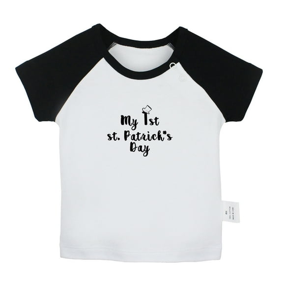 My 1st st. Patrick's Day Funny T shirt For Baby, Newborn Babies T-shirts, Infant Tops, 0-24M Kids Graphic Tees Clothing (Short Black Raglan T-shirt, 0-6 Months)