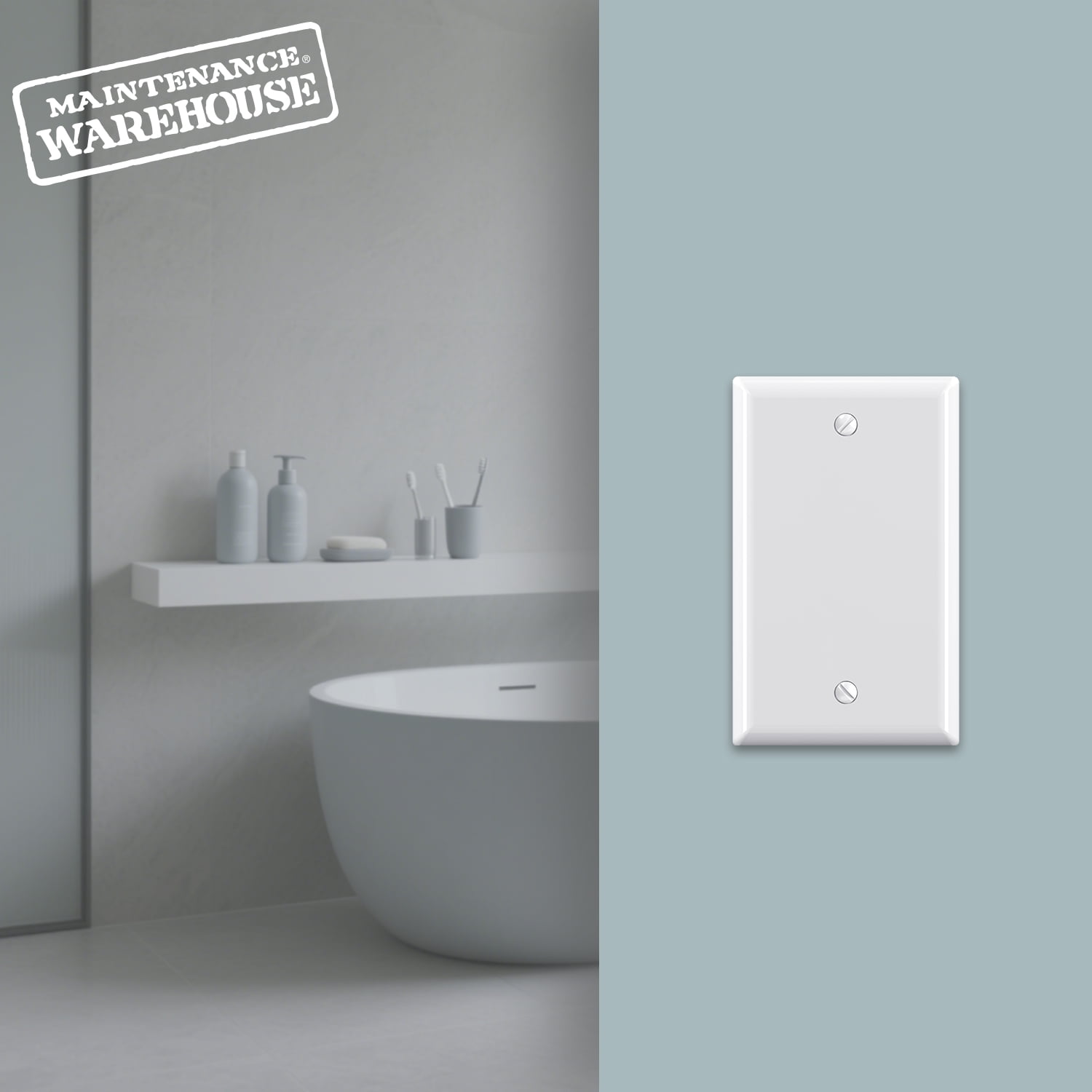 Hyper Tough Blank Outlet Wallplate, Covers Unused Electrical Boxes, Impact Resistant, Glossy Finish, White