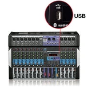 12-Channel Bluetooth Studio Audio Mixer - DJ Sound Controller Interface w/ USB Drive for PC Recording Input, RCA, XLR Microphone Jack, 48V Power, 24BIT Digital Multi Effect Processor