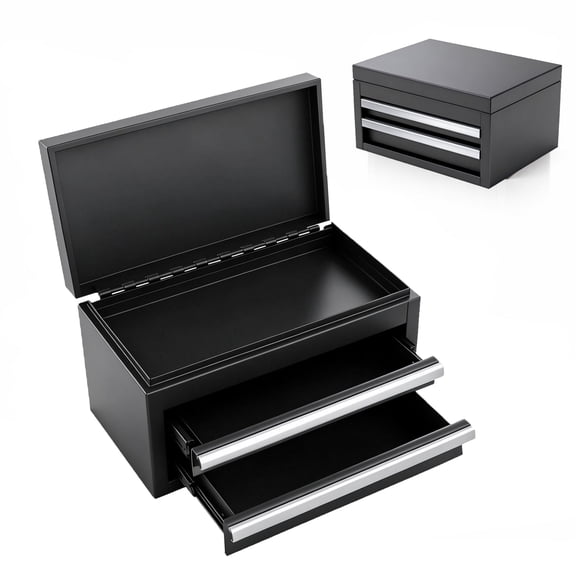 Mini Metal Tool Box with 2 Drawers and Top Storage,Portable Tool Organizer