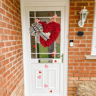 Valentine Heart Shaped Wreaths Purple Tinsel Heart Shaped Wreaths with Foil  Hearts Love Hanging for Valentine's Day Wedding Front Door Wall Window  Mantel Decor 