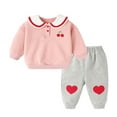 thumbnail image 2 of KYAIGUO Ensemble de Chandails en Molleton Princesse pour Bébé Filles 2 Pcs Col Poupée Doux et Pantalons, 2 of 8