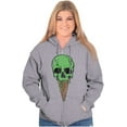 thumbnail image 3 of Cool Melting Skull Ice Cream Cone Unisex Fleece Graphic Zip Up Hoodie Brisco Brands 2X, 3 of 5