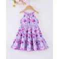 thumbnail image 6 of 4T Baby Girls Dress 5T Girls Sleeveless Dress Flower Print Toddler Girls Summer Halter Floral Dress Purple, 6 of 9