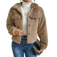 thumbnail image 5 of Women's Short Wool Button-Down Lapel Warm Puffy Coat with Pockets, 5 of 8