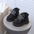 thumbnail image 4 of Busydd Girls Ankle Boots Solid Color Lace up Booties Casual Closed Toe Chunky Sole Girls Shoes 21, 4 of 7