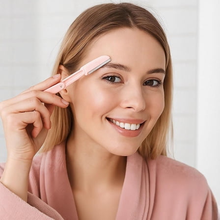 Foldable Pink Eyebrow Razor Safe Sharp Facial Hair Trimmer for Women Beginner Friendly Beauty Tool 1 Pc