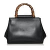 Pre-Owned Gucci Bamboo Nymphaea Satchel Calf Leather Black