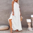 thumbnail image 5 of Baqcunre Corset Dress Women Summer Boho Long Solid Color Loose Sleeveless Neck Ruffle Maxi Beach Dress Long Dresses For Women Womens Dresses White Dress S, 5 of 9