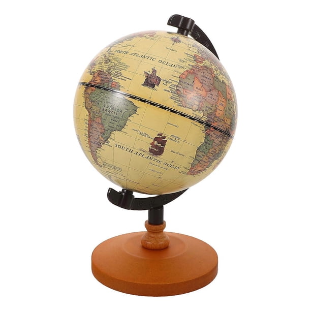 Antique Rotating Desk Globe with Base – Vintage Desktop Decoration for Office, Study, and Home – Educational Geography Tool and Elegant Accent