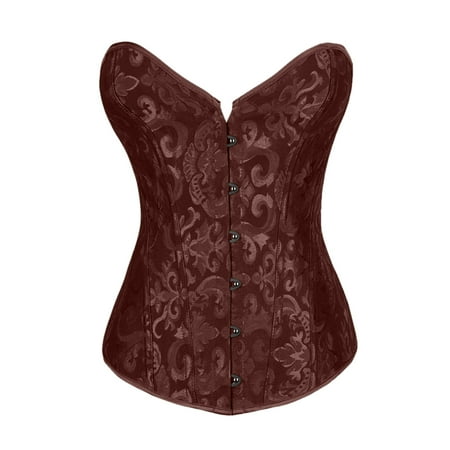Aboser Women s Lace Up Boned Overbust Corset Shapewear Retro Floral Print Bustier Lingerie Renaissance Strapless Waist Cincher